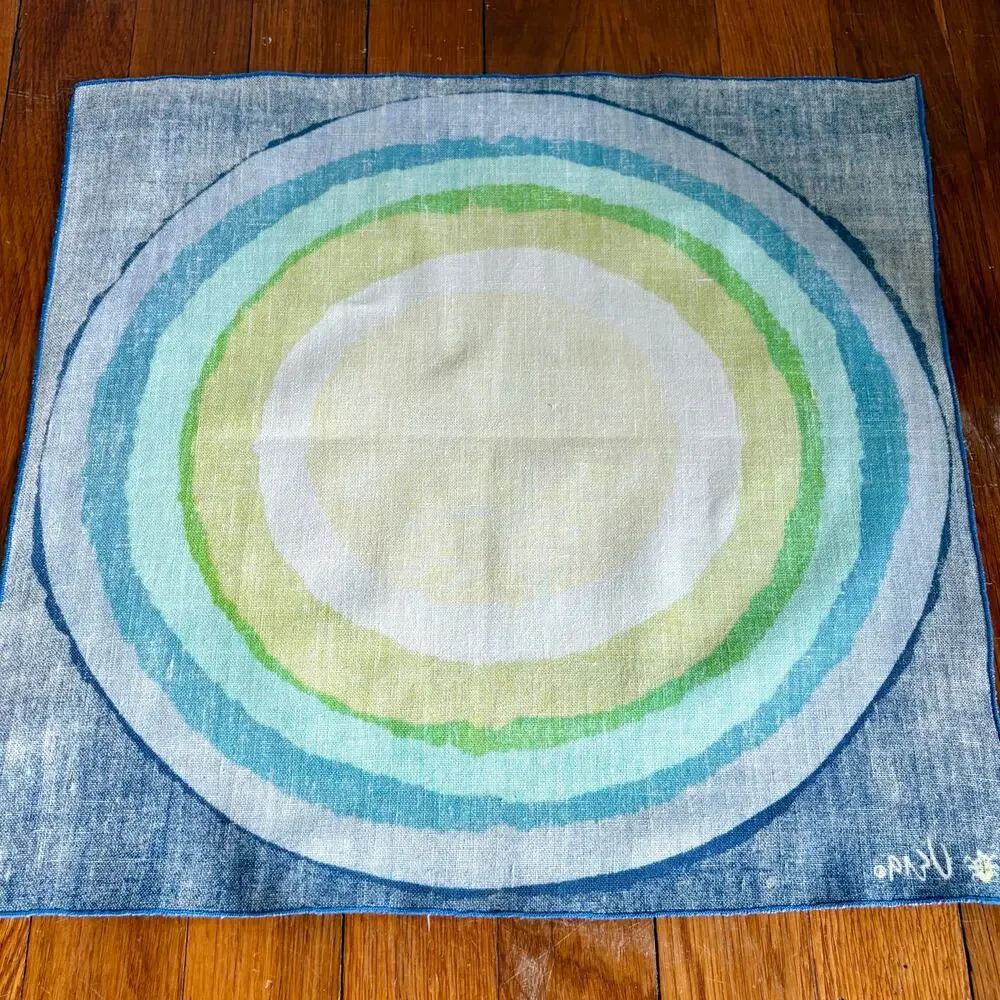 Vintage Vera Neumann Mod Circle Napkin, Signed 1970s Table Linen